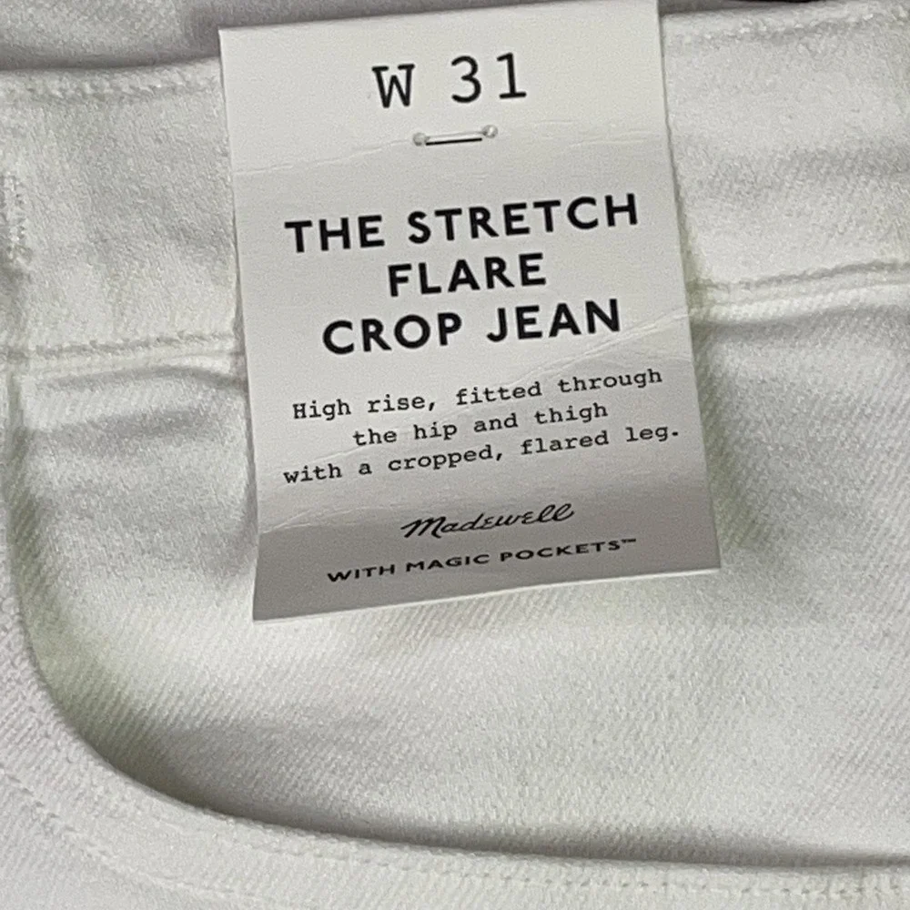 Madewell The Flare Crop Jean Women 31 White Super Stretch Denim Hi Rise NWT